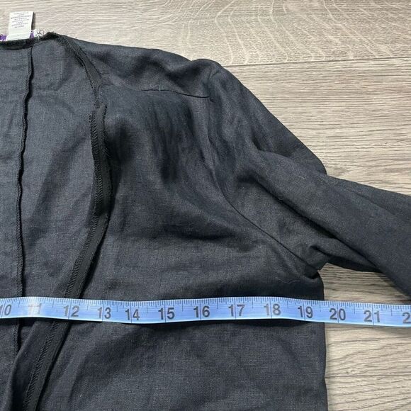 AMARYLLIS Black Cardigan Linen Waterfall Blazer Jacket Size Small Sheer Chiffon - Picture 8 of 10